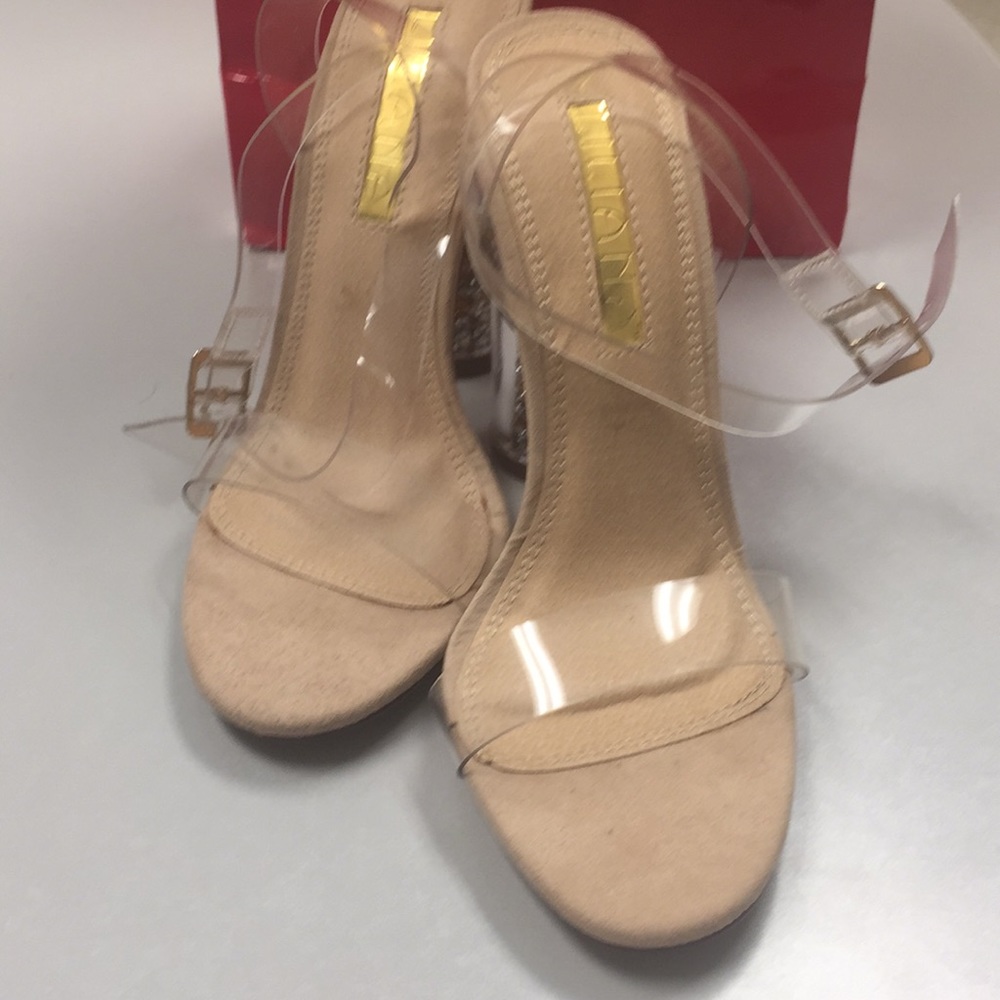 Clear sandals with crystal heels